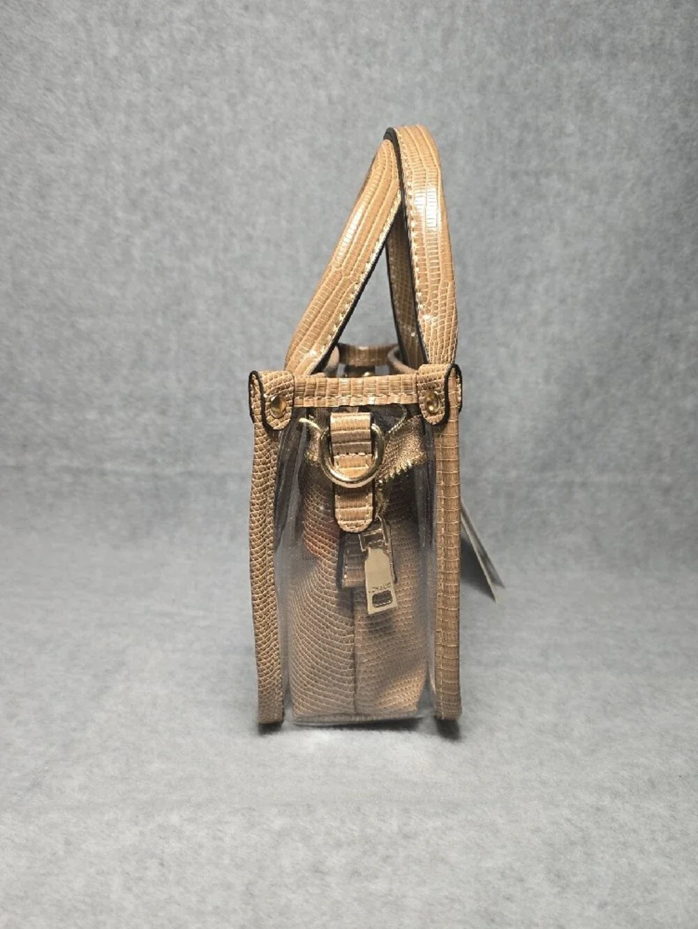 JEN & CO. Stacey Bag In a Bag Taupe Vegan Lizzard Embossed Mini Satchel